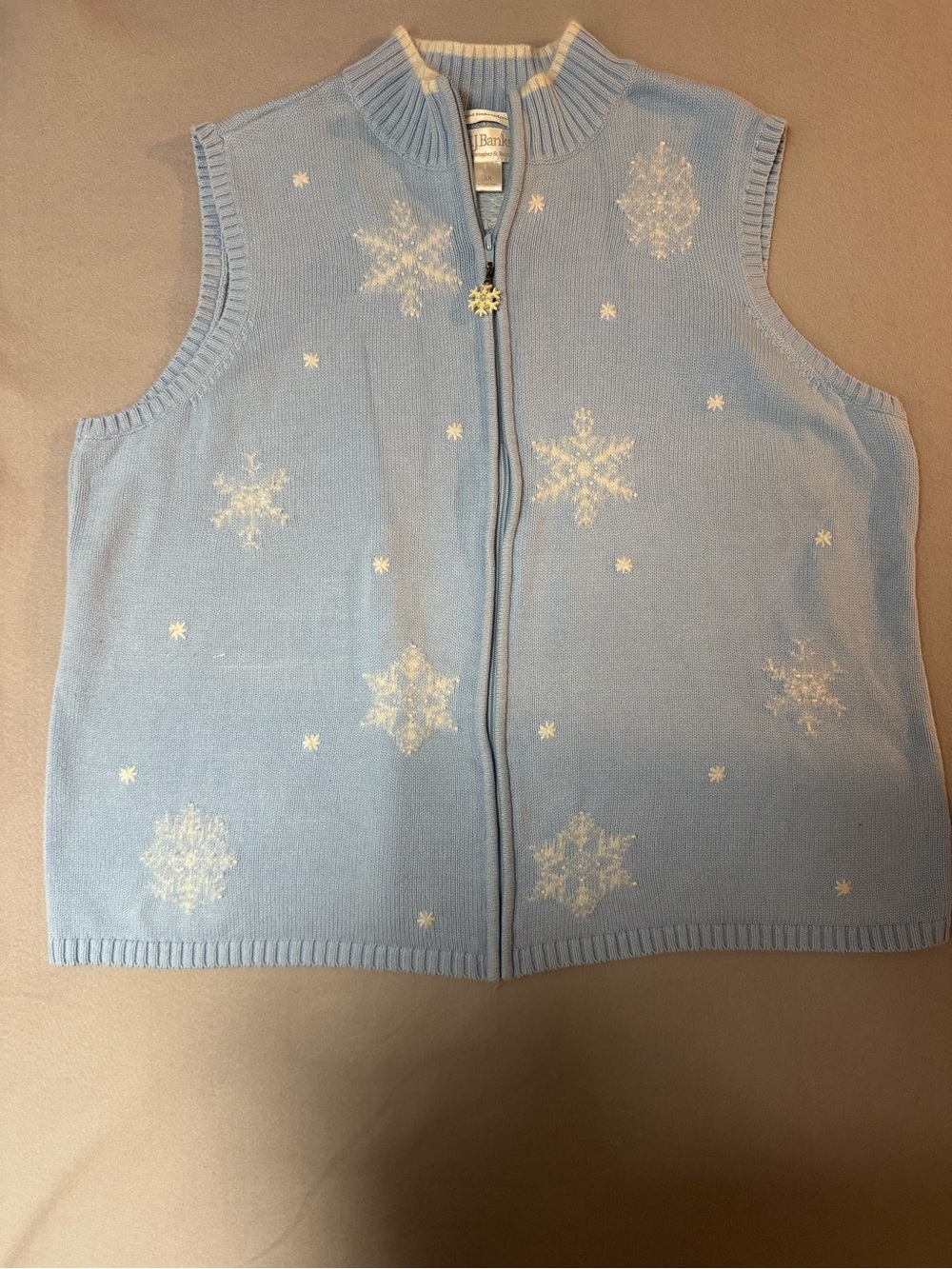 Vintage CJ Banks Light Blue Knit Sweater Vest with Hand Embroidered details